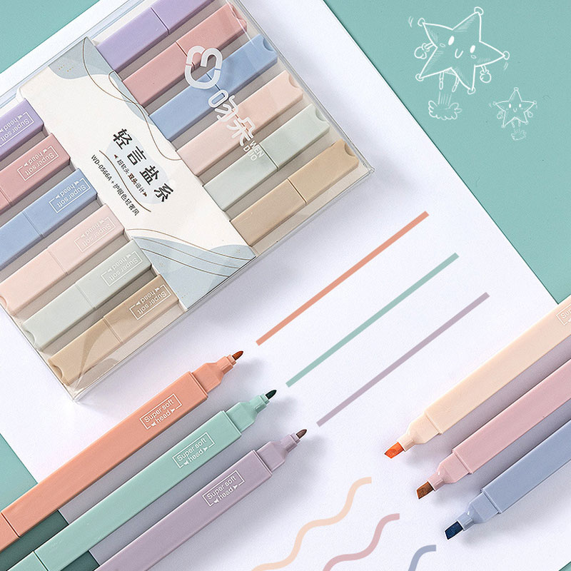 Pastel Highlighter Set Double Ended - Conjunto de canetas iluminadoras de dupla